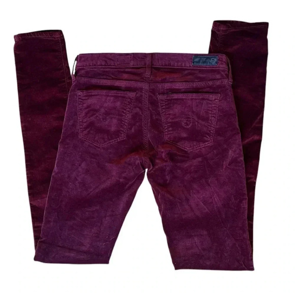 AG Adriano Goldschmied The Legging Super Skinny Burgundy Velvet Jeans size 25R - Picture 2 of 8